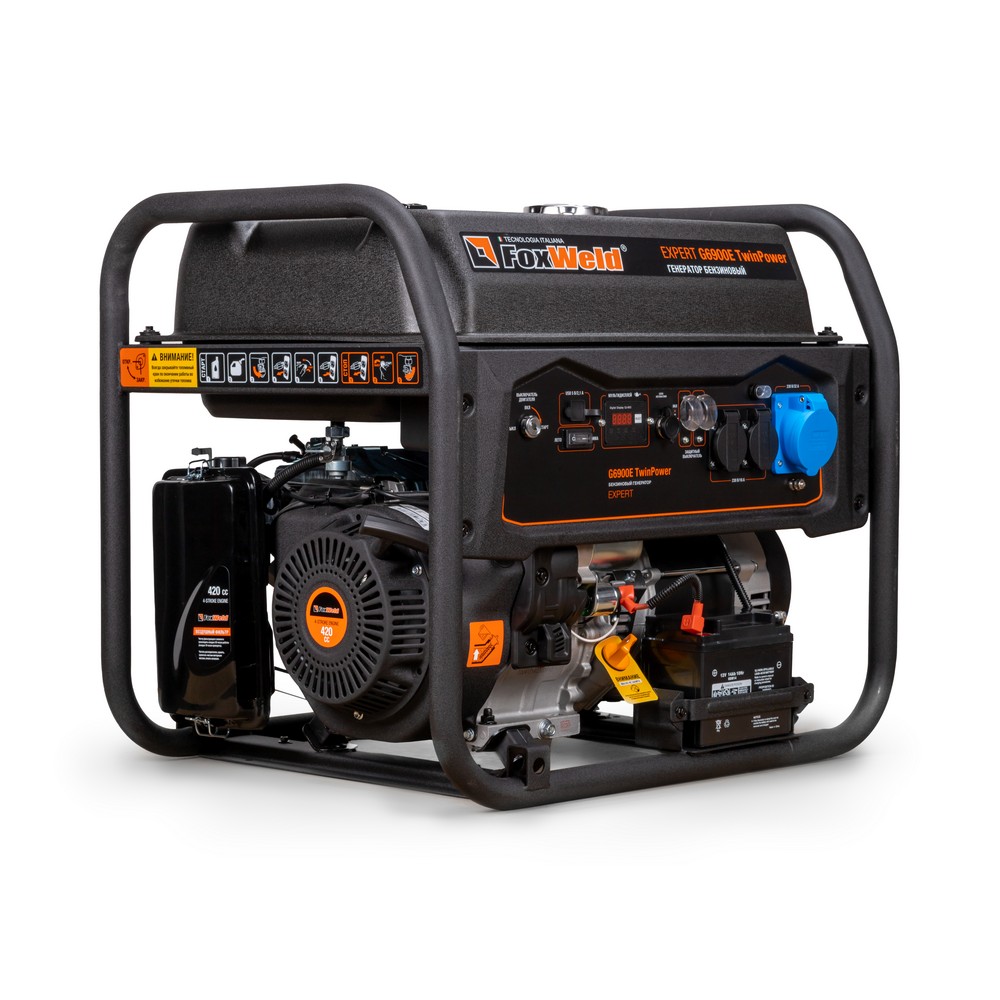 Реальное фото бензинового генератора FoxWeld Expert G6900E TwinPower