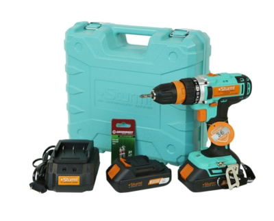 Дрель аккумуляторная Sturm 18 В, 1BatterySystem, 2 акк. 2,0Ач,съемный патрон, кейс