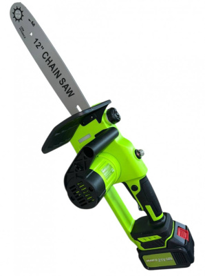 Пила цепная аккумуляторная SMART (21V 4Ah, шина 12", кейс, 2 аккум., натяж.цепи, зелен.)