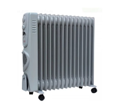 Обогреватель масляный Умница ОМВ-15с.-3,4кВ с вентилятором, серый цвет