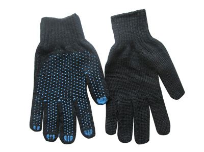 Перчатки черные ХБ с ПВХ 10 класс, 5-ти нитка Стандарт "Точка" Перчатки черные ХБ с ПВХ 10 класс, 5-ти нитка Стандарт "Точка"