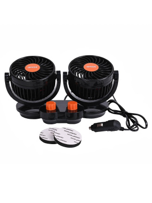 Вентилятор автомобильный TREK Т-308 24V, 4", 10 Вт (на скотче) двойной с раздел.регулировкой