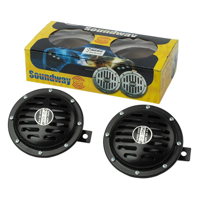 Сигнал звуковой автомобильный d-120 мм 12V (2 шт) Верт Soundway, черный - арт. W1038-BL Сигнал звуковой автомобильный d-120 мм 12V (2 шт) Верт Soundway, черный - арт. W1038-BL