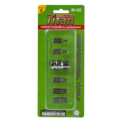 Набор бит Titan М-06 (М5 - М12) Spline 6 предм Набор бит Titan М-06 (М5 - М12) Spline 6 предм