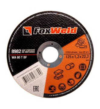 Круг отрезной по металлу FOXWELD WA 60 T BF, 125 х 1,2 х 22,2 мм Круг отрезной по металлу FOXWELD WA 60 T BF, 125 х 1,2 х 22,2 мм