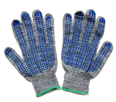 Перчатки серая ХБ с ПВХ 10 кл 5н Люкс "Волна"