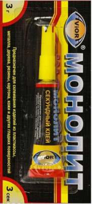 Клей "Монолит" (Vior) секундный 3г.
