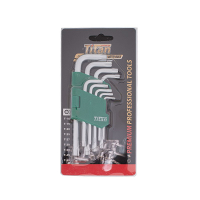 Набор шестигранников TITAN Premium 9 шт Torx (звёздочка) малый 120 мм (Т10-Т50) Набор шестигранников TITAN Premium 9 шт Torx (звёздочка) малый 120 мм (Т10-Т50)