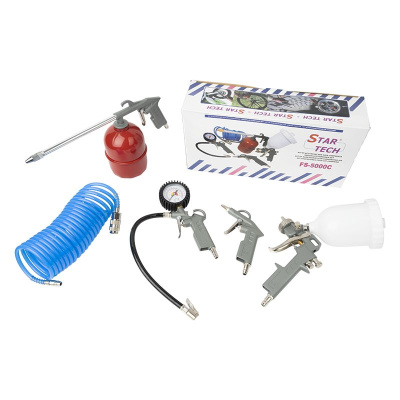 Набор пневмо инструмента StarTech 5 предм. (мовильн, продув, подкач, краскопульт, шланг)