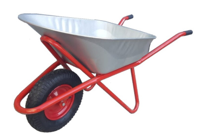 Тачка строительная 140кг, 90л. 1колесная, 4.00-8/16 пневмо (КРАСНАЯ)