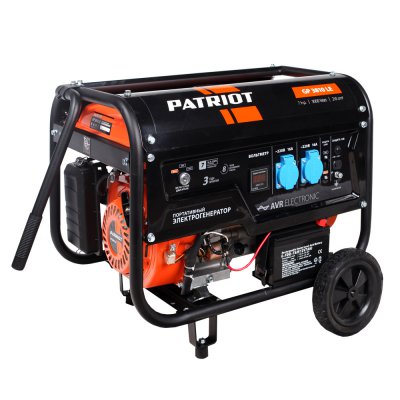 Бензиновый генератор PATRIOT GР 3810LE (3,0/2,8кВт, 6,5л/с,8час-15л, эл.стартер+колеса) Бензиновый генератор PATRIOT GР 3810LE (3,0/2,8кВт, 6,5л/с,8час-15л, эл.стартер+колеса)
