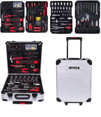 Набор инструмента 399 предметов в чемодане на колесах, серый  №33399 TREK
