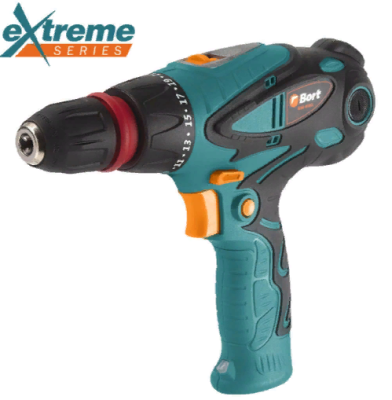 Дрель-шуруповерт электрический BORT BSM-450X2 (450Вт, 2ск, 3,5Нм, подсветка, 1,4кг)