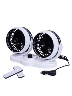 Вентилятор автомобильный TREK Т-202 12V, 9 Вт (на скотче) двойной c совмещ.регул.