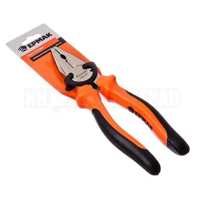 плоскогубцы комбинированные шлифованные 200мм с двухцветными рукоятками Ермак