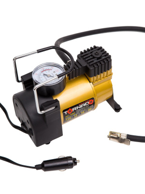 Компрессор автомобильный Торнадо 580 Golden "Точно в цель", 40 л/мин, шланг с прищепкой